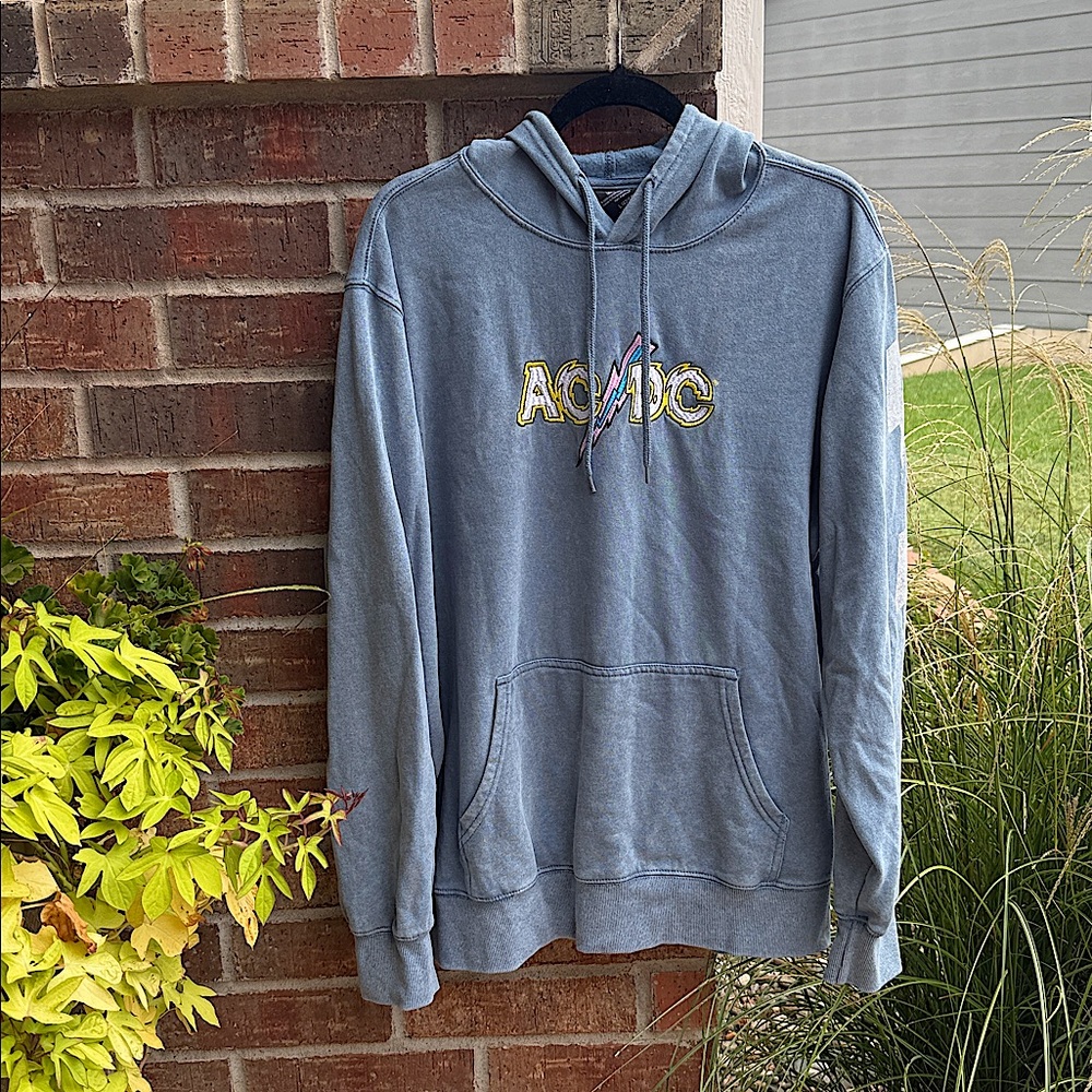 AC/DC Men’s Size L Gray/Blue Hoodie (unisex if desired)